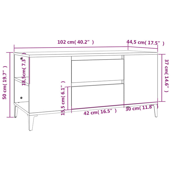 TV-Schrank Dragutu Schwarz 102x44,5x50cm (Holz)