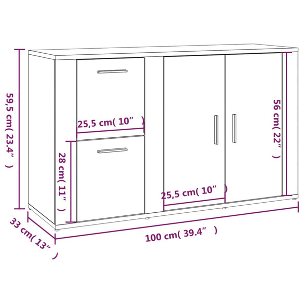 Betongraue Kommode Margitt 100x33x59,5cm (Holz)