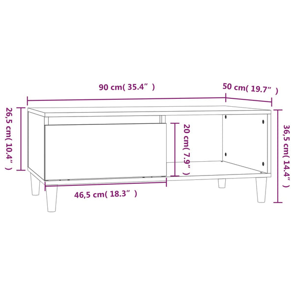 Grauer Couchtisch Denissa 90x50x36,5cm (Holz)
