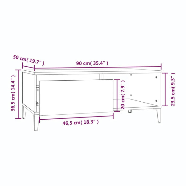 Grauer Couchtisch Keisha 90x50x36,5cm (Holz)