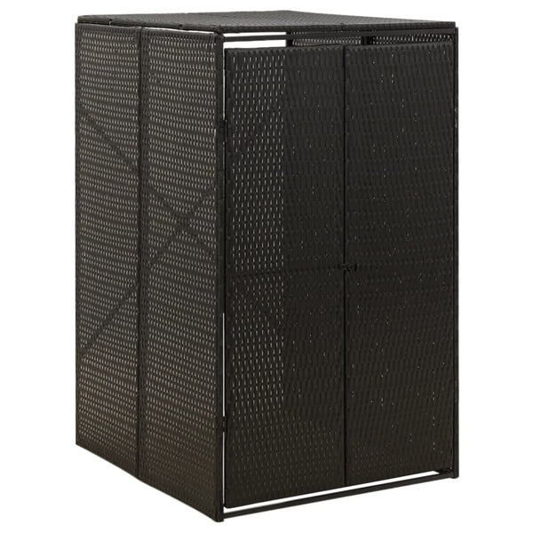 Mülleimerbox Dominik, Schwarz, 70x80x117cm (Polyrattan)