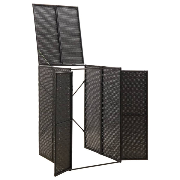 Mülleimerbox Dominik, Schwarz, 70x80x117cm (Polyrattan)