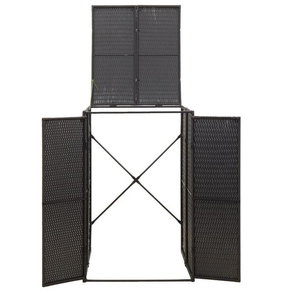 Mülleimerbox Dominik, Schwarz, 70x80x117cm (Polyrattan)