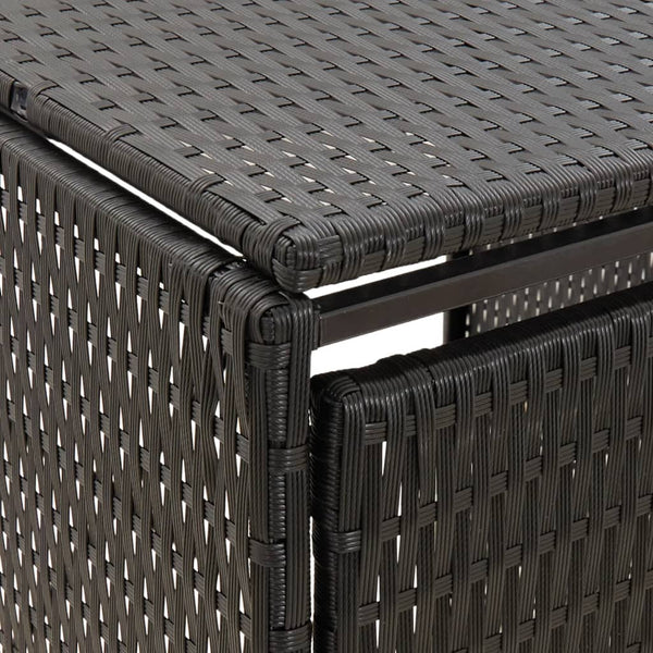 Mülleimerbox Dominik, Schwarz, 70x80x117cm (Polyrattan)