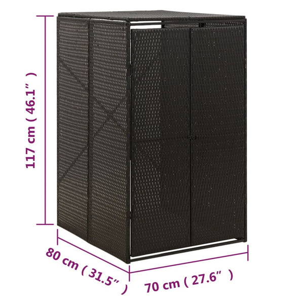 Mülleimerbox Dominik, Schwarz, 70x80x117cm (Polyrattan)