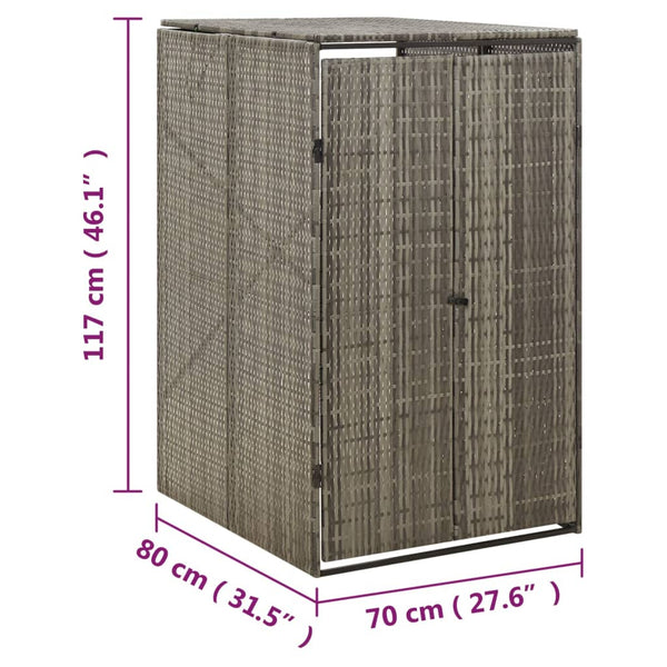 Grauer Mülltonnenunterstand Dominik 70x80x117cm (Polyrattan)