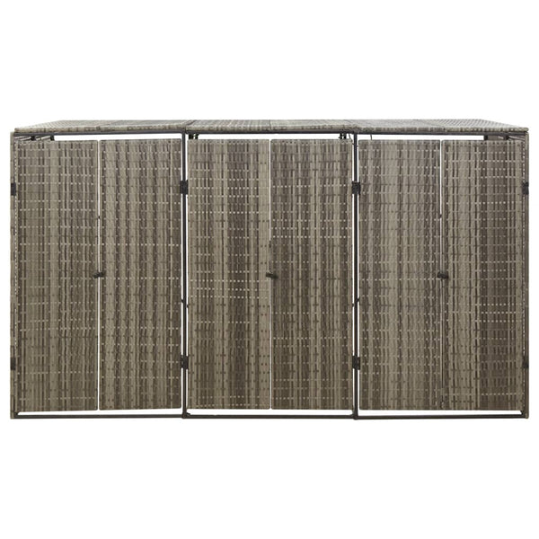 Grauer Dreifach-Mülleimerunterstand Dominik 207x80x117cm (Polyrattan)