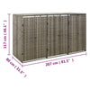Grauer Dreifach-Mülleimerunterstand Dominik 207x80x117cm (Polyrattan)