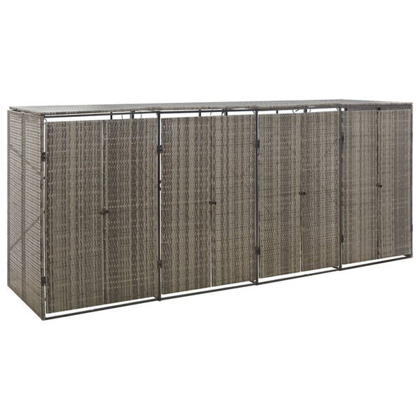 Graue Mülltonnenbox Dominik 274x80x117cm für vier Behälter (Polyrattan)