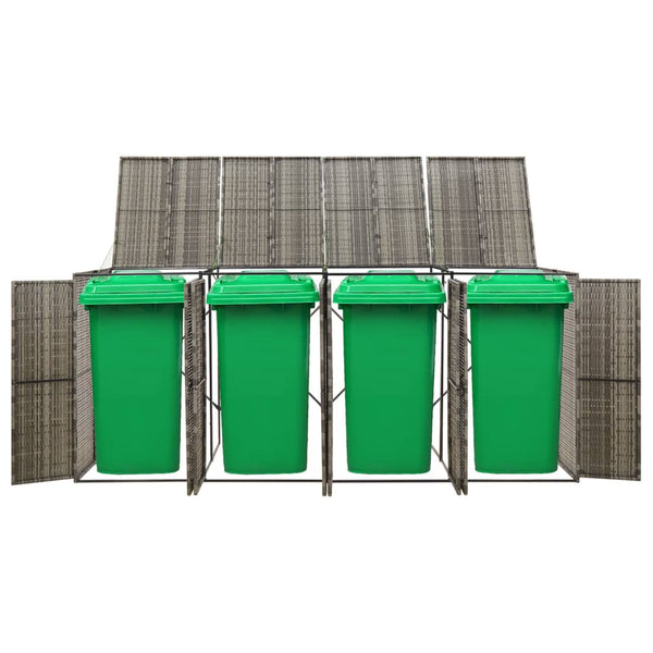 Graue Mülltonnenbox Dominik 274x80x117cm für vier Behälter (Polyrattan)