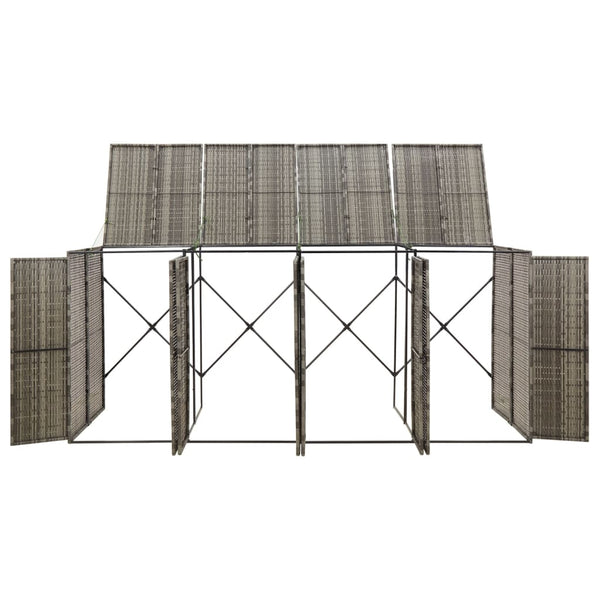 Graue Mülltonnenbox Dominik 274x80x117cm für vier Behälter (Polyrattan)