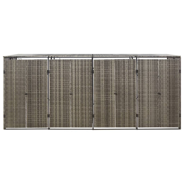 Graue Mülltonnenbox Dominik 274x80x117cm für vier Behälter (Polyrattan)