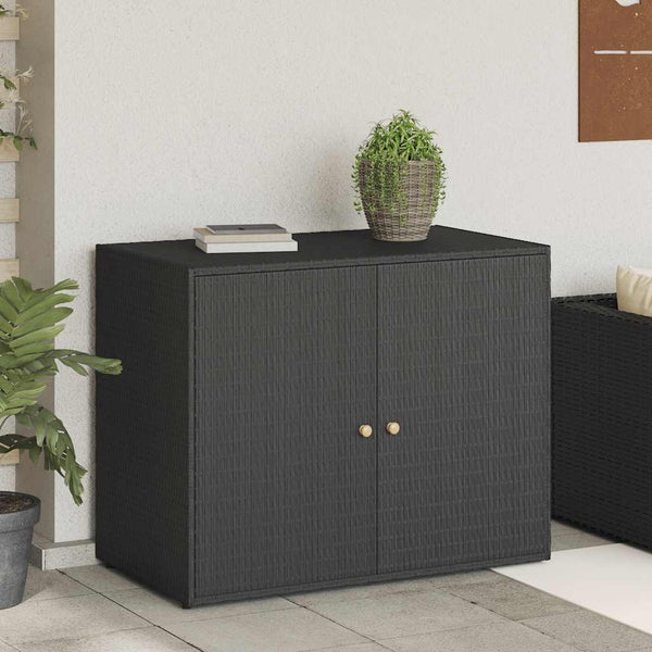 Musta puutarhan säilytyskaappi Butila 100x55,5x80cm (polyrottinki)