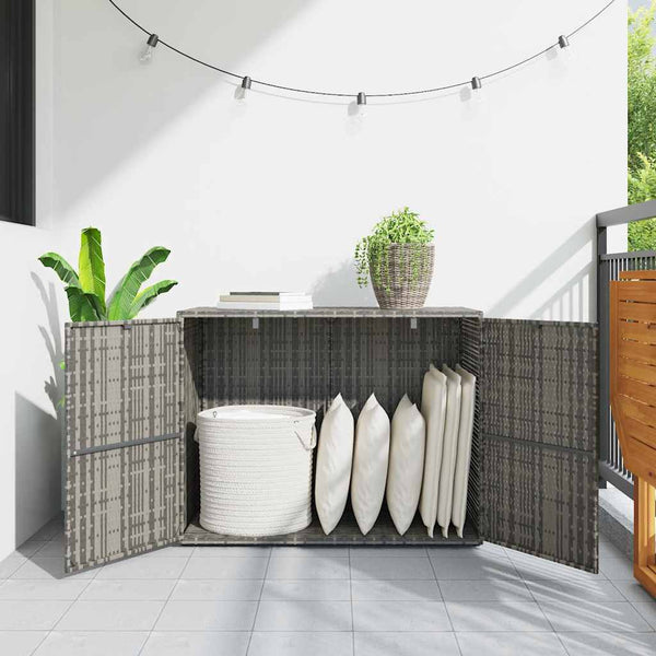 Grauer Garten-Aufbewahrungsschrank Butila 100x55,5x80cm (Polyrattan)