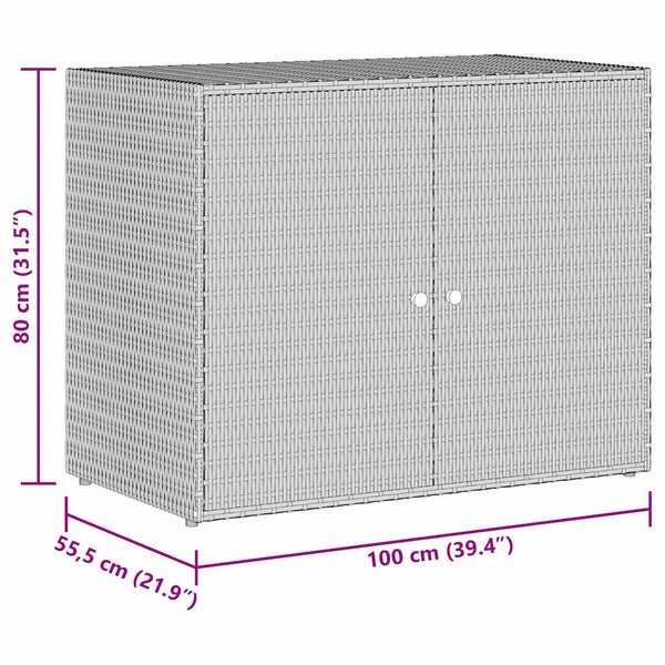 Grauer Garten-Aufbewahrungsschrank Butila 100x55,5x80cm (Polyrattan)
