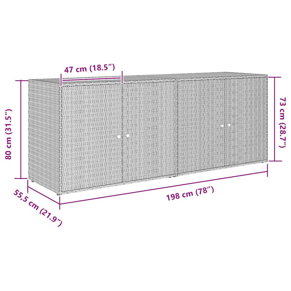Schwarzer Gartenaufbewahrungsschrank Verturia 198x55,5x80cm (Polyrattan)