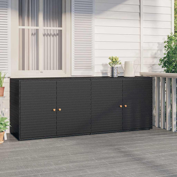 Schwarzer Gartenaufbewahrungsschrank Verturia 198x55,5x80cm (Polyrattan)