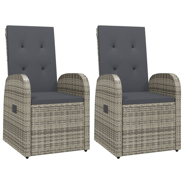 Graue Outdoor-Liegestühle mit Kissen Sagheb (2 St. Polyrattan)