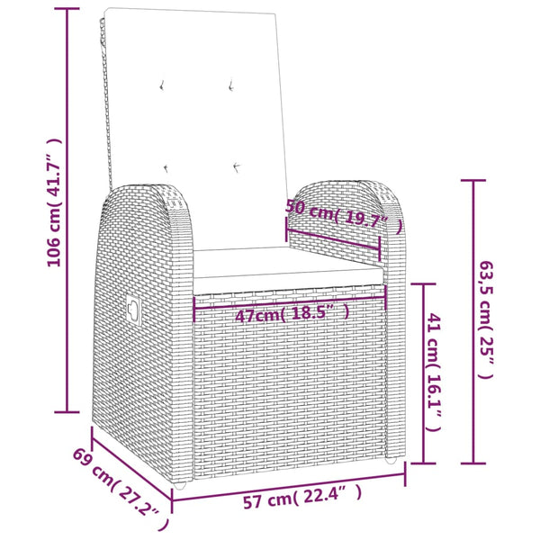 Graue Outdoor-Liegestühle mit Kissen Sagheb (2 St. Polyrattan)