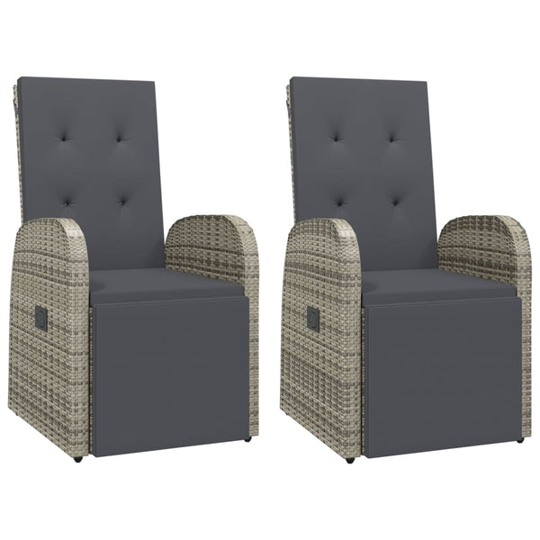 Graue Outdoor-Lounge-Sessel mit Kissen Roseanne (2 Stk. Polyrattan)