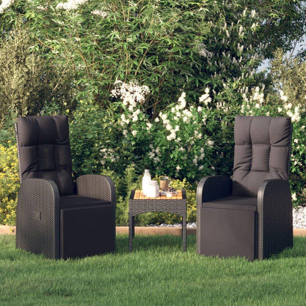 Schwarze Gartenliegen mit Kissen Miluc (2 Stück Polyrattan)