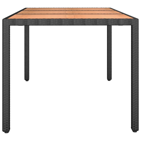 Teodosea schwarzer Gartentisch (Akazienholz / Polyrattan)