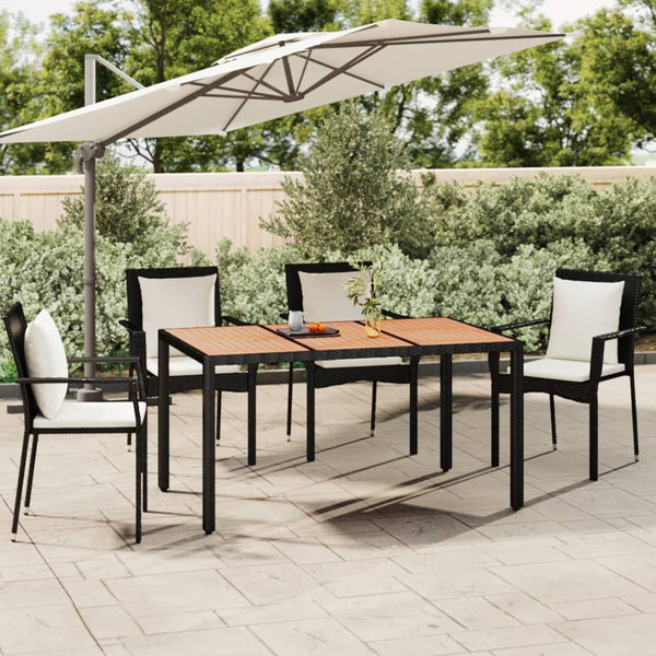 Teodosea schwarzer Gartentisch (Akazienholz / Polyrattan)