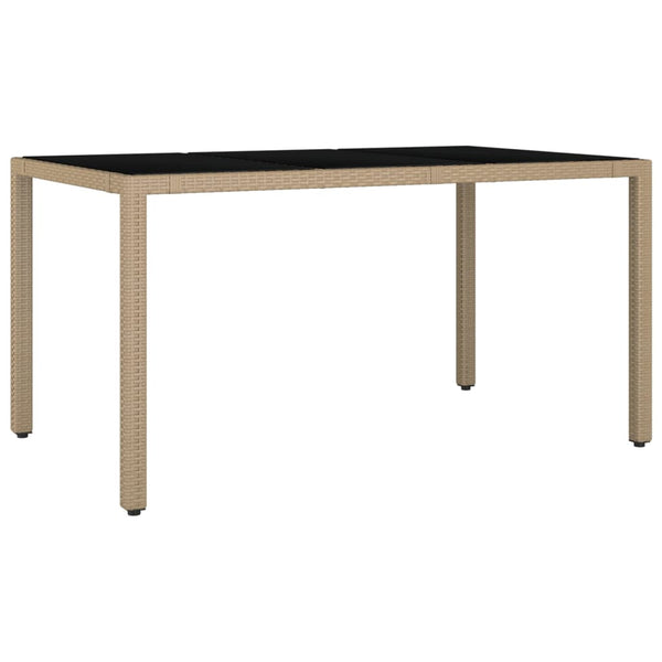 Teodosea Gartentisch beige (gehärtetes Glas, Polyrattan)
