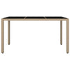 Teodosea Gartentisch beige (gehärtetes Glas, Polyrattan)