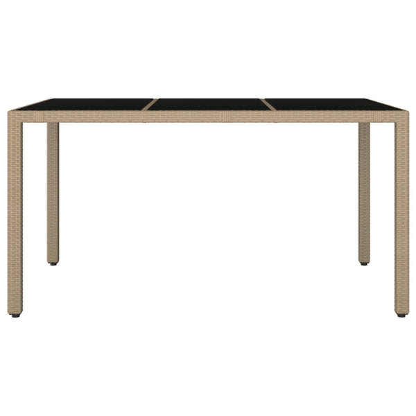 Teodosea Gartentisch beige (gehärtetes Glas, Polyrattan)