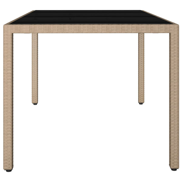 Teodosea Gartentisch beige (gehärtetes Glas, Polyrattan)