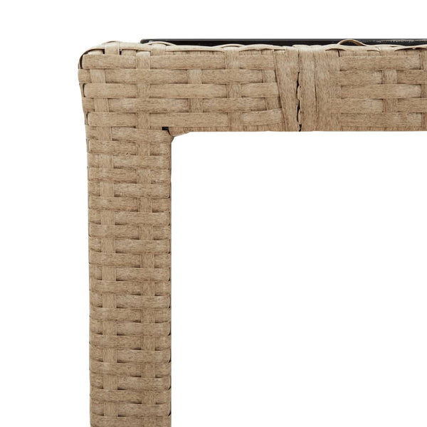 Teodosea Gartentisch beige (gehärtetes Glas, Polyrattan)