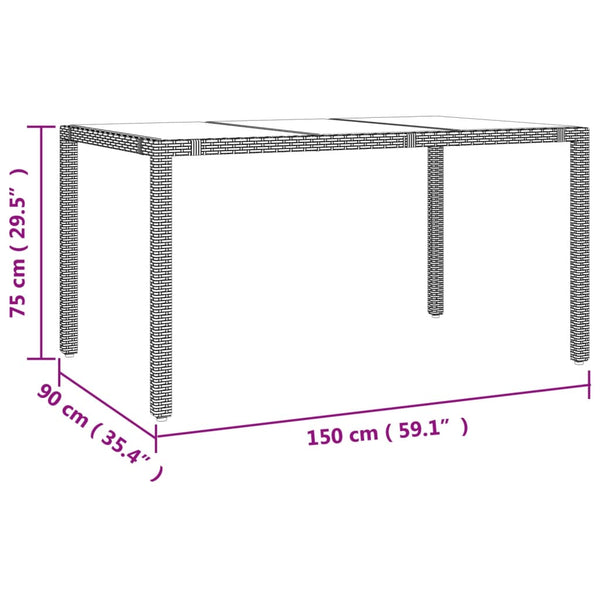 Teodosea Gartentisch beige (gehärtetes Glas, Polyrattan)