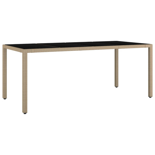 Teodosea beiger Gartentisch (Gehärtetes Glas / Polyrattan)