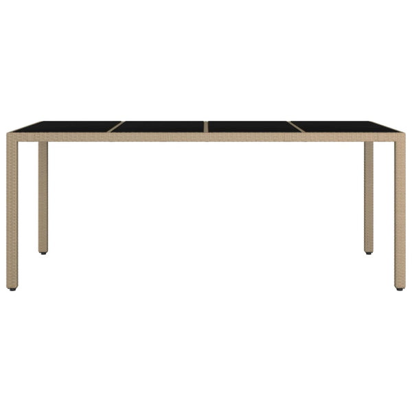 Teodosea beiger Gartentisch (Gehärtetes Glas / Polyrattan)