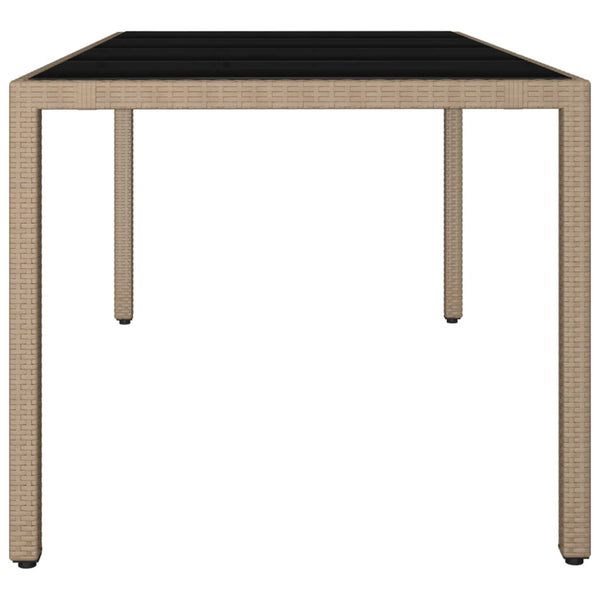 Teodosea beiger Gartentisch (Gehärtetes Glas / Polyrattan)