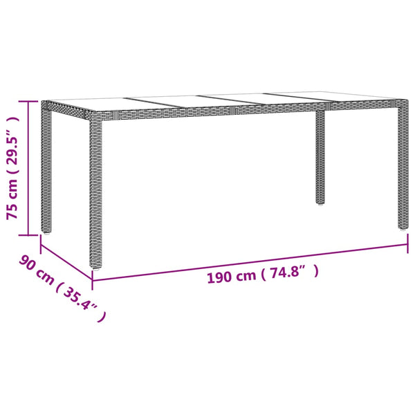 Teodosea beiger Gartentisch (Gehärtetes Glas / Polyrattan)