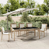 Teodosea beiger Gartentisch (Gehärtetes Glas / Polyrattan)