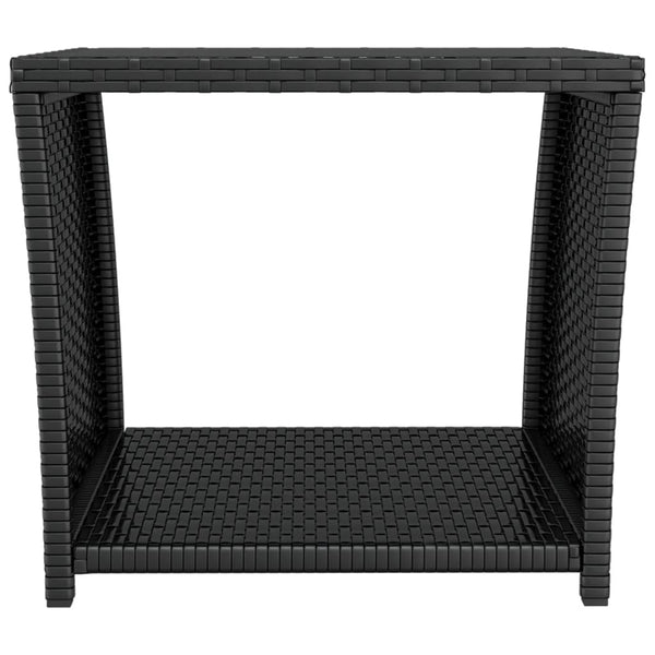 Schwarzer Beistelltisch Briceag (Polyrattan / gehärtetes Glas)