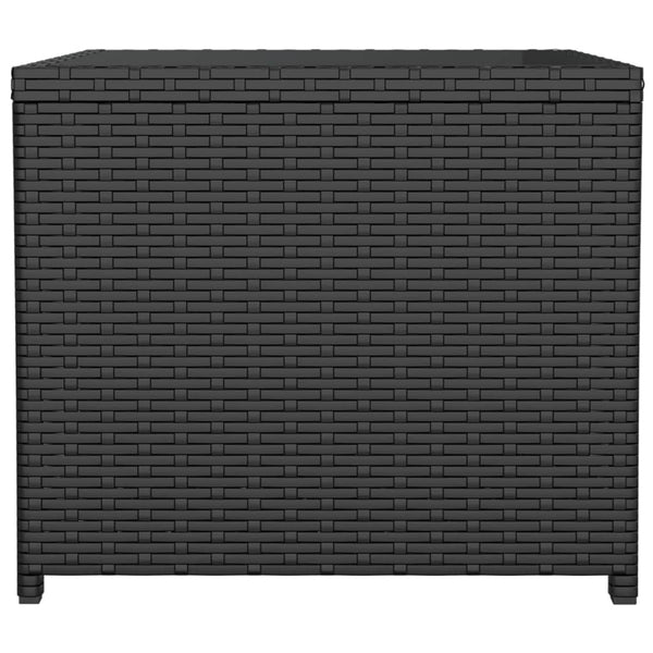 Schwarzer Beistelltisch Briceag (Polyrattan / gehärtetes Glas)