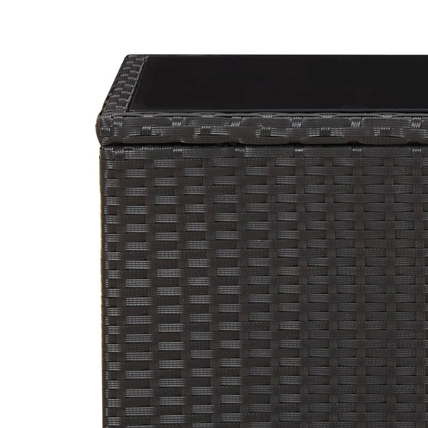 Schwarzer Beistelltisch Briceag (Polyrattan / gehärtetes Glas)