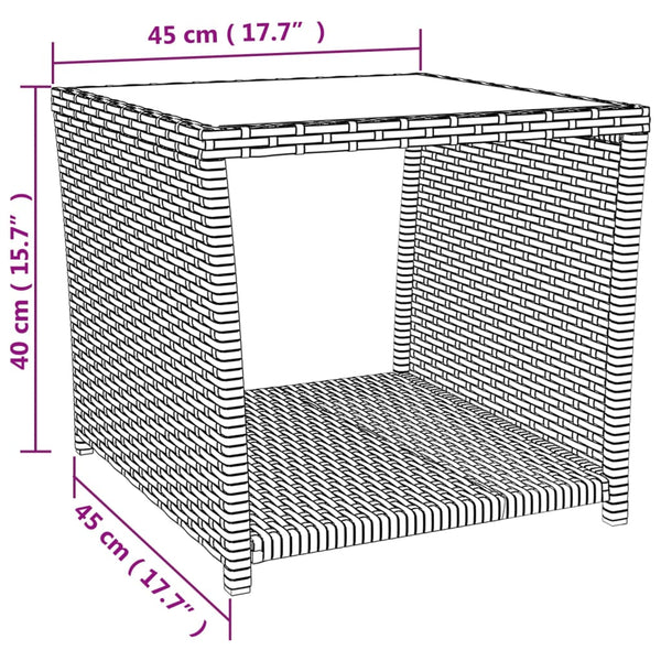 Schwarzer Beistelltisch Briceag (Polyrattan / gehärtetes Glas)