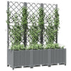 Hellgrauer Blumenkasten mit Spalier Ticu 120x40x136cm (PP)