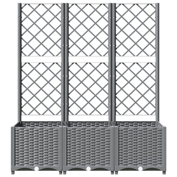 Hellgrauer Blumenkasten mit Spalier Ticu 120x40x136cm (PP)