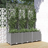 Hellgrauer Blumenkasten mit Spalier Ticu 120x40x136cm (PP)