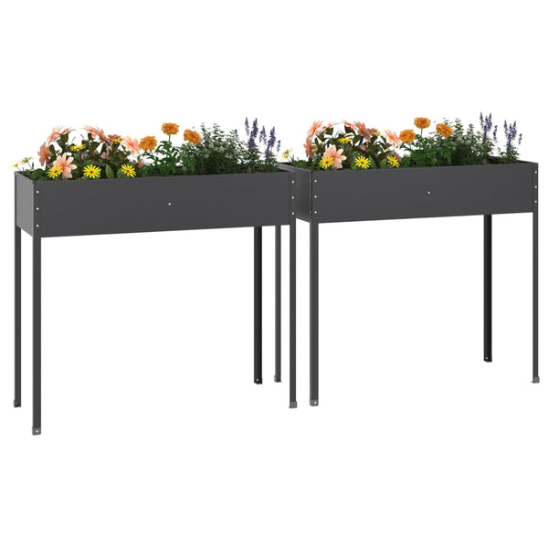 Anthrazitfarbene Blumenkästen Sobolky (2 Stück verzinkter Stahl)