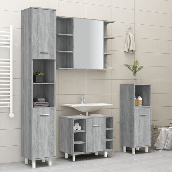 Grauer Sonoma Badezimmerschrank Staji 30x30x179cm (Holz)