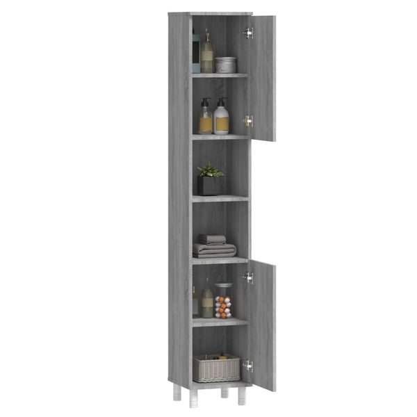 Grauer Sonoma Badezimmerschrank Staji 30x30x179cm (Holz)