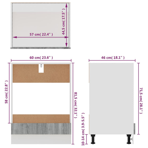 Grauer Ofenschrank Pompilas 60x46x81,5cm (Holz)