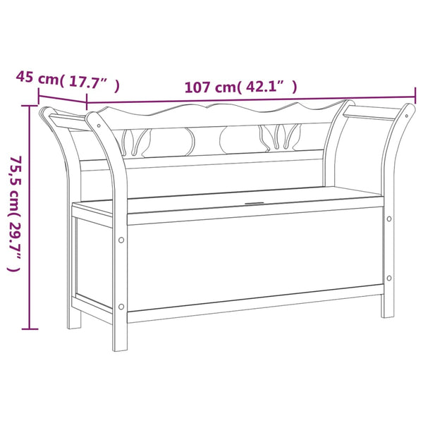 Musta penkki Asibe 107x45x75,5cm (kuusi)